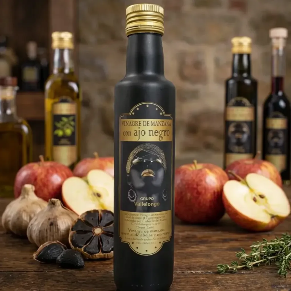 Apple Cider Vinegar with Black Garlic (250 ml). | Vallelongo