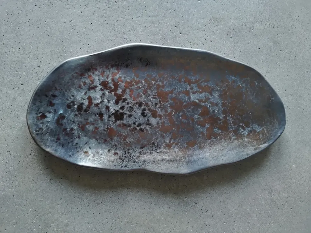 [B8A2628] Steel glaze tray set of 3. Maïa Ceramics