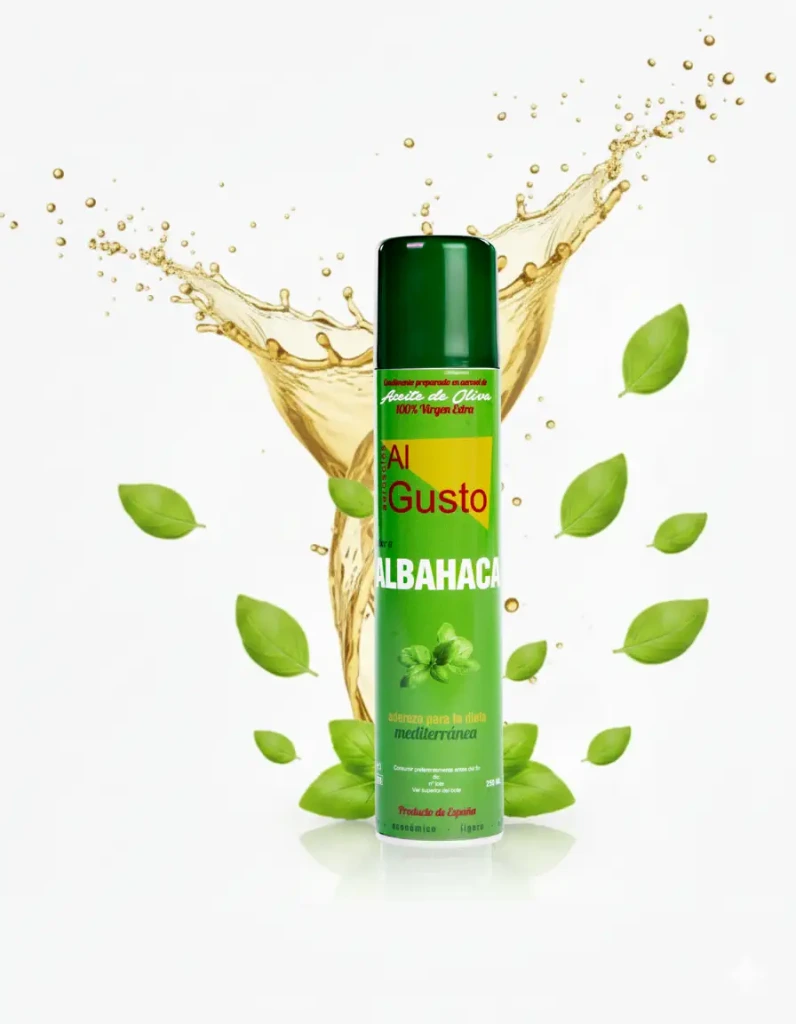 Extra Virgin Olive Oil with Basil flavour (Aerosol) 250 ml.