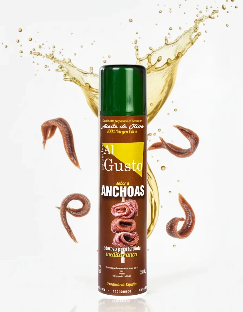 Extra Virgin Olive Oil with Anchovy flavour (Aerosol) 250 ml.