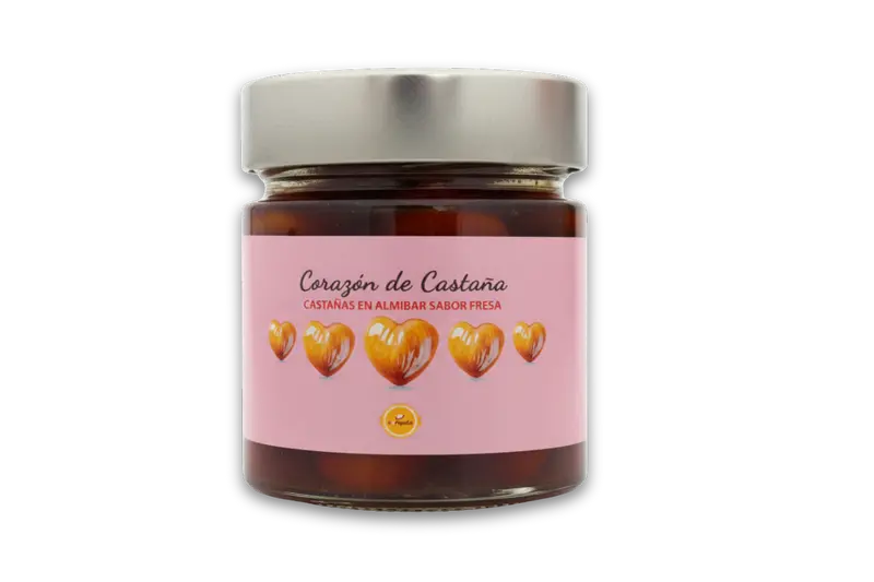 Castañas en Almíbar Gourmet Sabor Fresa (230g) - Campelo