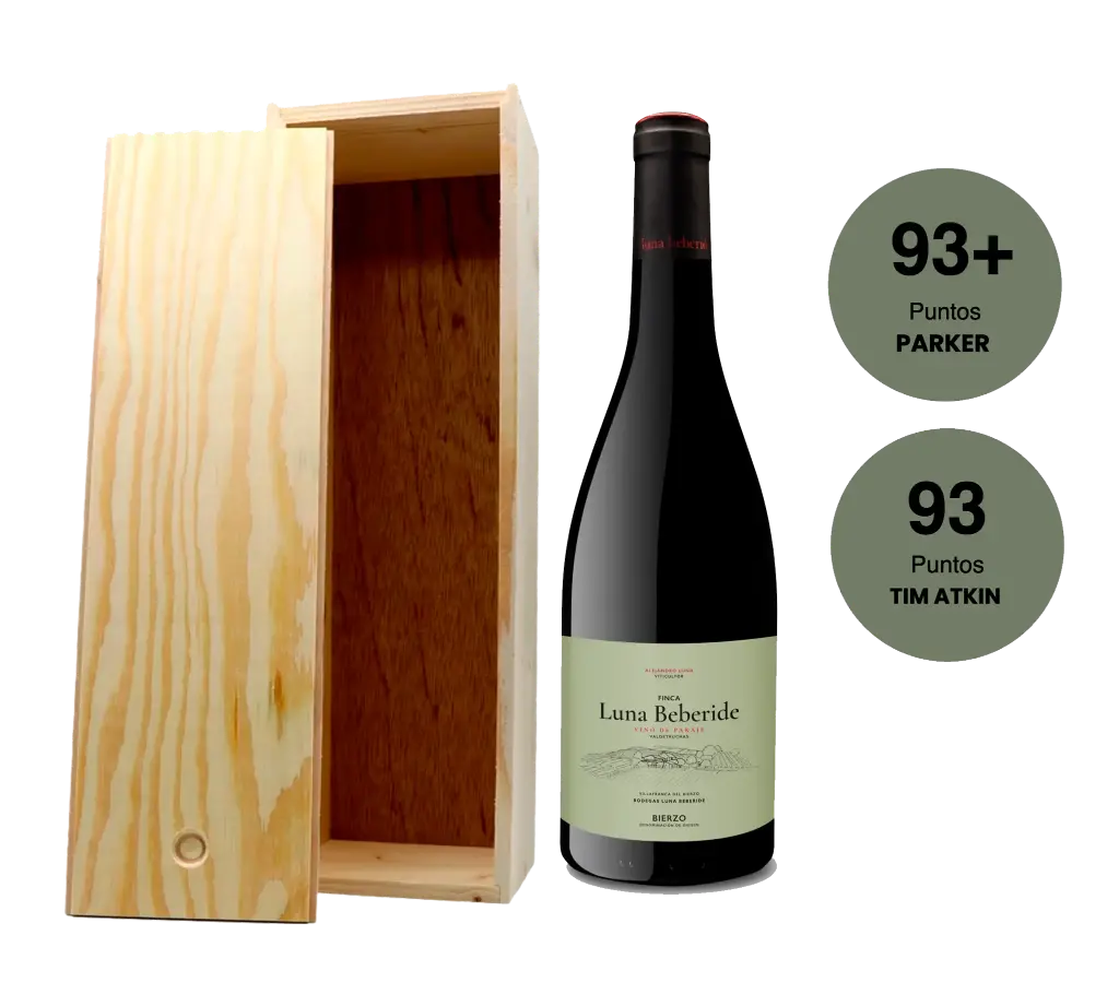Magnum Mencía wine Finca Luna Beberide 1500 ml. Wooden box.