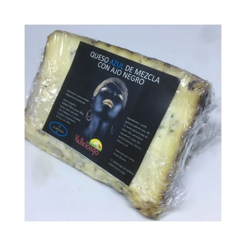 [CN500060] Blue Cheese with Black Garlic Wedge 350 g. Vallelongo